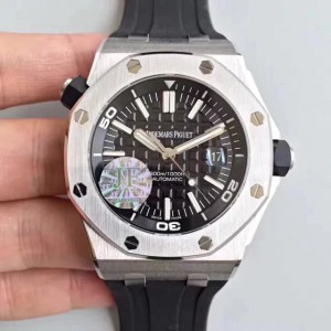 Replica Audemars Piguet Royal Oak Offshore Diver Watch Black Dial Black Rubber Strap 42mm SAPO054