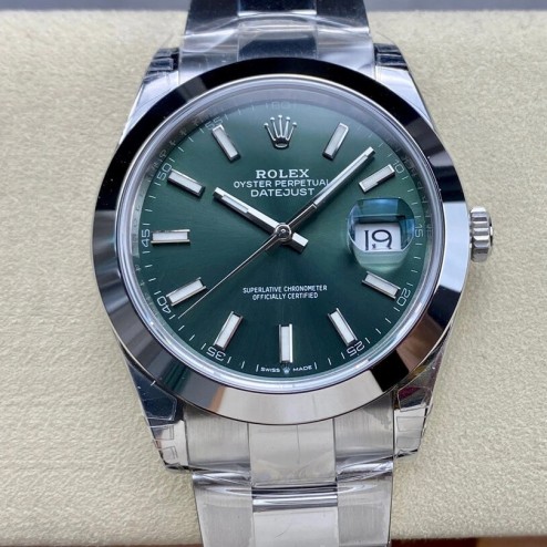 Rolex Datejust 41 Mint Green Dial Smooth Bezel Men's Watch 126300-0019 SRDJ014 