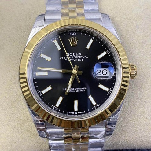 Replica Rolex Datejust II Men Watch Black Dial 18k Yellow Gold Bezel Jubilee Bracelet SRDJ018 