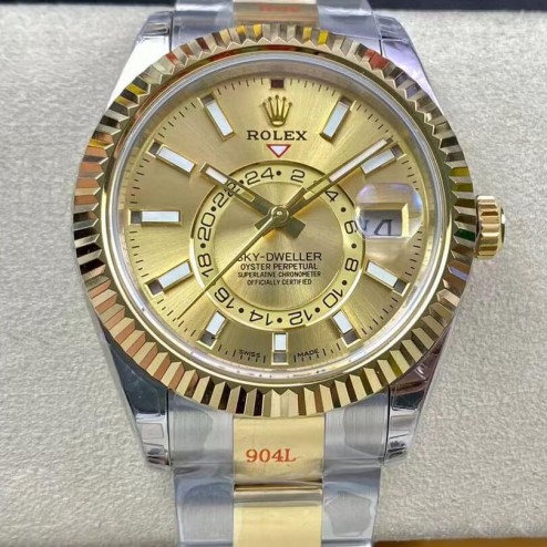 Rolex - 326933-0001 Sky-Dweller Stainless Steel / Yellow Gold / Champagne SRSK007