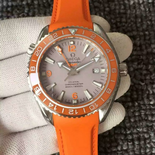 Exact Copy Omega Planet Ocean GMT GoodPlanet Grey Dial Orange Ceramic Bezel with Orange Strap OS130