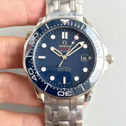 1:1 Exact Copy Omega Seamaster Watch Swiss Made BlueDial with White Markers Blue Ceramic Bezel OS146