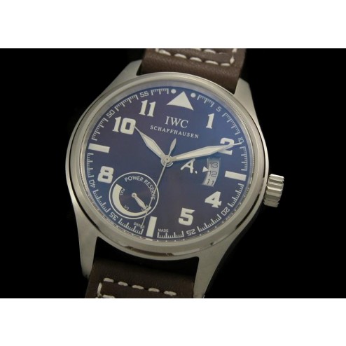 Replica IWC Big Pilot Power Reverse Watch Black Dial Brown Leather Strap Swiss Movement SIW034 
