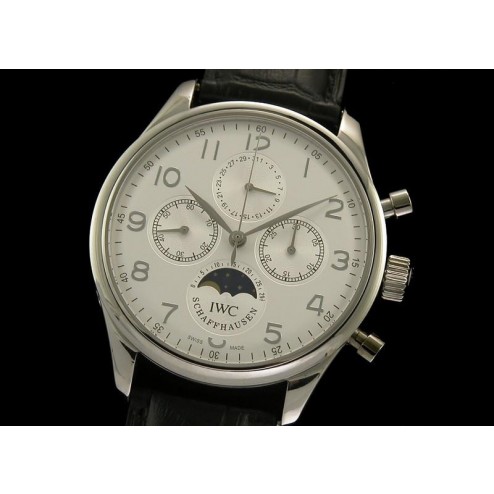 Replica IWC Schaffhausen Chronograph Watch Moonphase White Dial 43mm Swiss Movement SIW035   