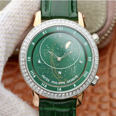 Best 1:1 Mirror Replica Patek Philippe Celestial 5102G Moonphase Rose Gold Watch Green Dial SPP008