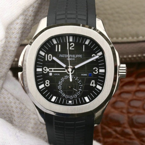 Swiss Made 1:1 Mirror Replica Patek Philippe Aquanaut Travel Time 5164A Black Dial SPP030