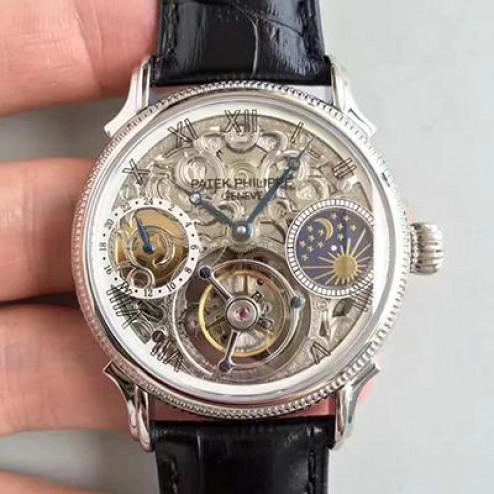 1:1 Mirror Replica Patek Philippe Skeletal Dial Swiss Made Tourbillon Watch SPP060