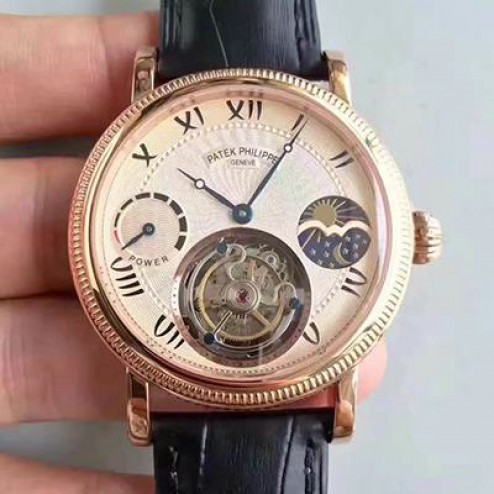 1:1 Mirror Replica Patek Philippe Moon Phase 18k Rose Gold Swiss Made Tourbillon Watch SPP061