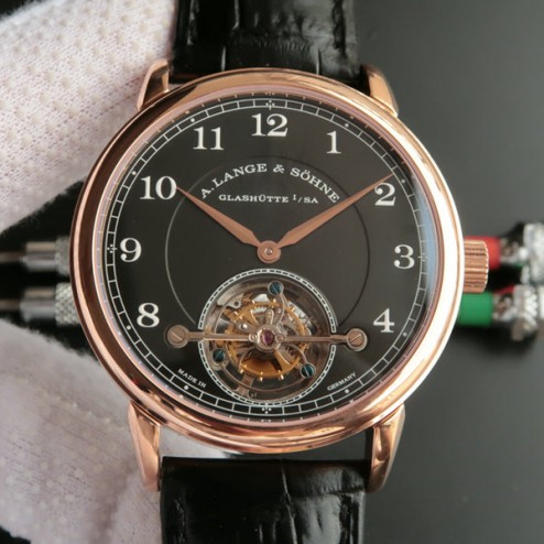 Top End Swiss 1:1 Mirror Replica A Lange & Sohne 1815 Tourbillon Rose Gold Watch Black Dial SAL006