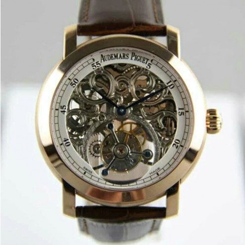 Audemars Piguet Jules Audemars Skeleton Dial Tourbillon Rose Gold Case Swiss Made 1:1 Mirror Replica SAPJ006