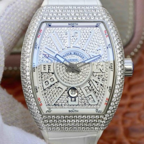 Best 1:1 Mirror Replica Franck Muller Vanguard Yachting Watch Diamonds Case Diamonds Dail Swiss Made SFR033