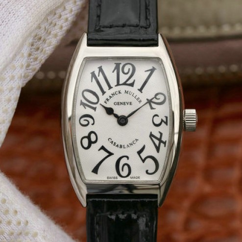 Replica Ladies Franck Muller CASABLANCA White Dial Black Straps Swiss Made 1:1 Mirror SFR111
