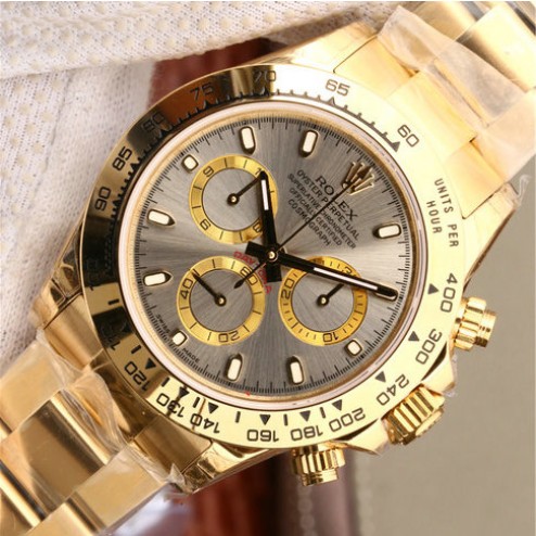 Swiss Replica Rolex Daytona 116508 Yellow Gold Case Silver Dial 1:1 Mirror Quality SRDT009