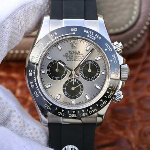 New 1:1 Mirror Replica Swiss Made Rolex Daytona M116519LN-0024 Silver Dial Ceramic Bezel SRDT118