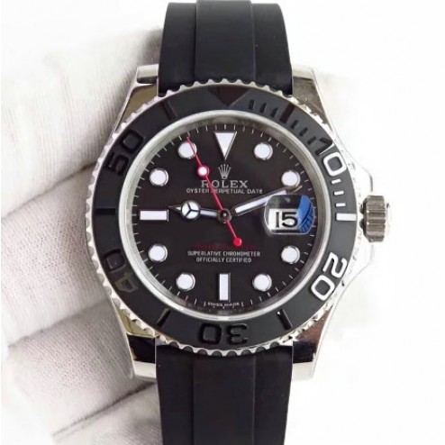 Swiss Made Replica Rolex Yacht-Master 116655 Black Dial Ceramic Bezel 1:1 Mirror SRY007