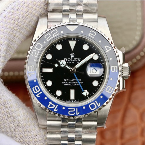 1:1 Mirror Replica Rolex GMT Master II 116710 Black Dial Blue Black Bezel Genuine Swiss SRGM015