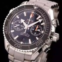 Replica Omega Planet Ocean Chronograph Watch SS Case Black Dial Ceramic Bezel 45.5mm OS113