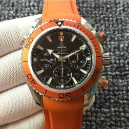 Swiss Made Replica Omega Seamaster CO-AXIAL Chronograph Orange Bezel Rubber Strap OS126