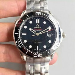 1:1 Exact Copy Omega Seamaster Watch Swiss Made 007 Black Dial with White Markers Ceramic Bezel  OS147
