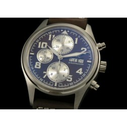 Replica IWC Pilot Chronograph Watch Brown Dial 42mm Brown Leather Strap Swiss Movement SIW027 