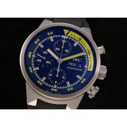 Replica IWC Aquatimer Cousteau Divers Chronograph Watch Black Dial 44mm Black Rubber Strap SIW037  