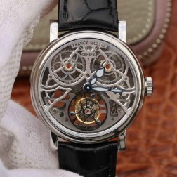 Best 1:1 Mirror Replica Franck Muller GIGA Tourbillon  Watch Silver Skeleton Dial Swiss Made SFR003