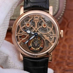Best 1:1 Mirror Replica Franck Muller GIGA Tourbillon Watch Rose Gold Skeleton Dial Swiss Made SFR004