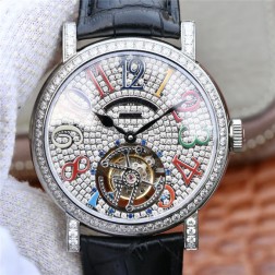 Best 1:1 Mirror Replica Franck Muller Tourbillon Watch Black Diamond Dial Swiss Made SFR007