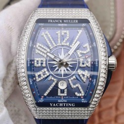 1:1 Mirror Best Replica Franck Muller Vanguard Yachting Watch Diamonds Bezel Swiss Made SFR042