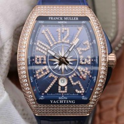 1:1 Mirror Best Replica Franck Muller Vanguard Yachting Rose Gold Watch Diamonds Bezel Swiss Made SFR043