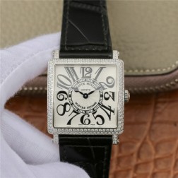 1:1 Mirror Replica Ladies Franck Muller Master Square Watch Diamonds Case White Dial Swiss Made SFR070