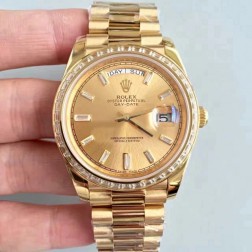 New Swiss Made Rolex Day-Date II 218399 Yellow Gold Case and Dial Diamonds Bezel 1:1 Mirror Quality SRDD001