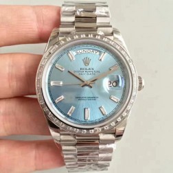 New Swiss Made Rolex Day-Date II 218399 Blue Dial Diamonds Bezel 1:1 Mirror Quality SRDD010