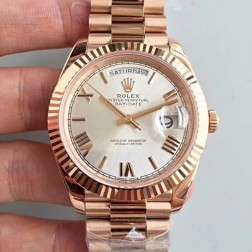 New Swiss Made Rolex Day-Date II 228235 Rose Gold Case Silver Dial Fluted Bezel 1:1 Mirror Quality SRDD137