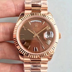 New Swiss Made Rolex Day-Date II 228235 Rose Gold Case Chocolate Dial Fluted Bezel 1:1 Mirror Quality SRDD139
