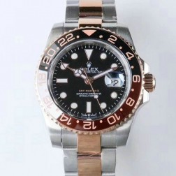 1:1 Mirror Replica Rolex GMT Master II 126711CHNR Black Dial Rose Gold Two Tone Genuine Swiss Watch SRGM020
