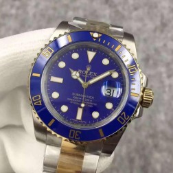 Swiss Made New Replica Rolex Submariner 1:1 Mirror 116613 Blue Dial Two Tone Watch SRS011 