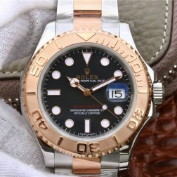 Swiss Made Replica Rolex Yacht-Master 116621 Black Dial Two Tone Watch 1:1 Mirror Best Quality SRY004