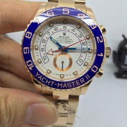 New Swiss Made Replica Rolex Yacht-Master II 116681-78218 Rose Gold Case White Dial 1:1 Mirror Quality SRY019